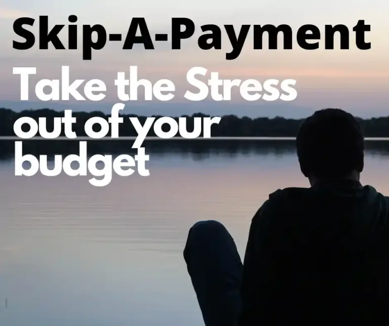 Image of a person looking out at the lake with text that says "Take the stress out of your budget".
