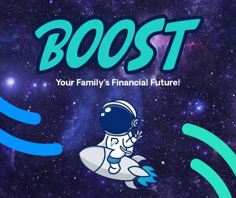 Welcome to BOOST with astronaut icon.