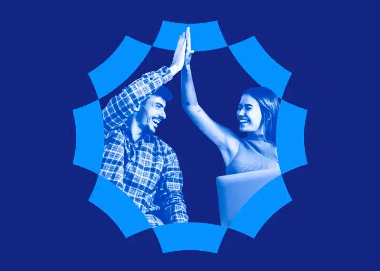 two people high-fiving